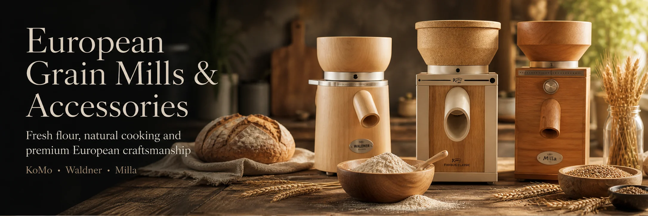 European grain mills and accessories for fresh flour on LIFEENERGY