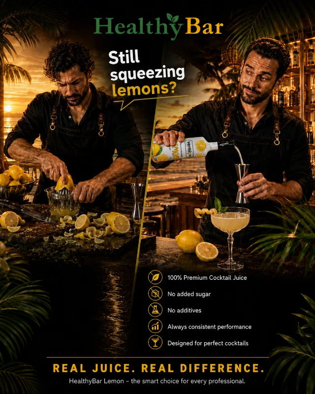 HealthyBar Lemon premium juice for cocktails, lemonades, mocktails and HoReCa bars