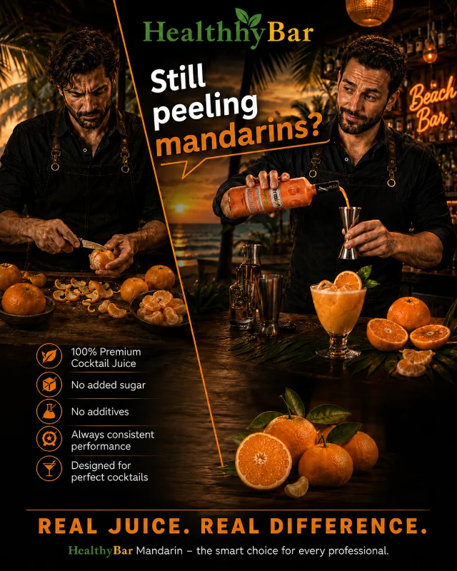 HealthyBar Mandarin premium juice for cocktails, aperitifs, spritzes and modern mocktails