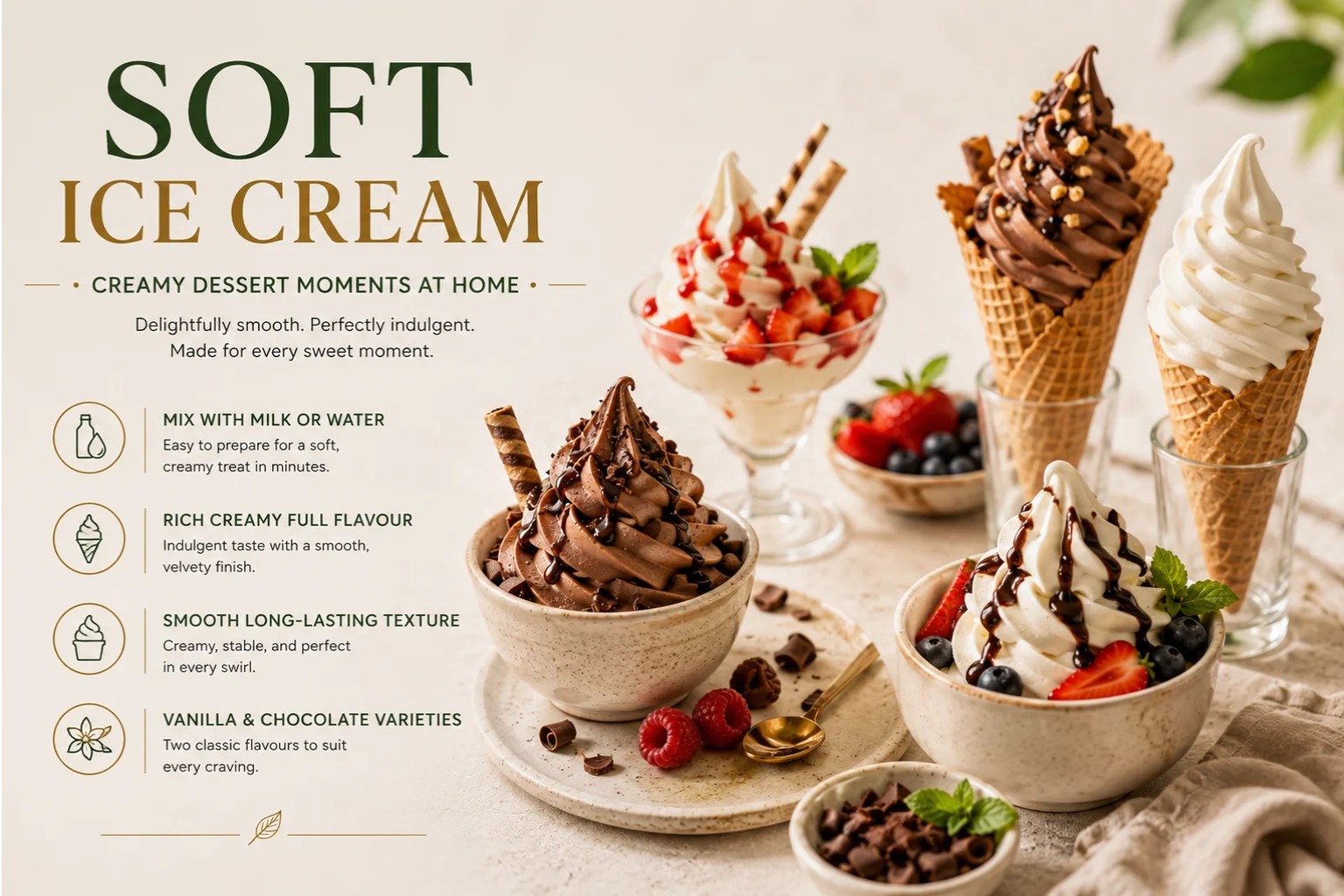 HealthyChef HealthyChef Soft Serve & Ice Cream Bases 1 kg bag for premium kitchen and dessert use